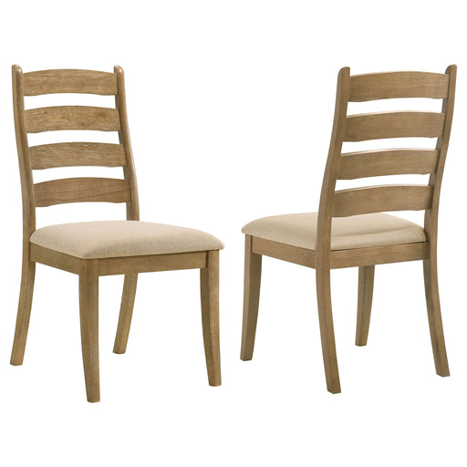 Set of two Danvers wood dining side chairs by CoasterEveryday with brown oak finish and curved back design.