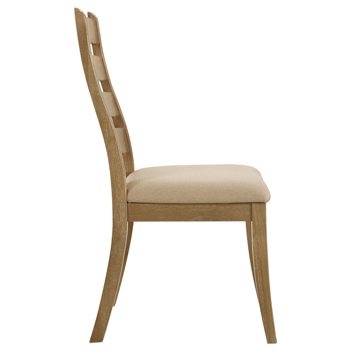 Set of two Danvers wood dining side chairs by CoasterEveryday with brown oak finish and sleek, modern design.