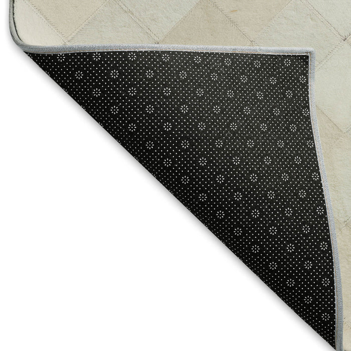 8' Patchwork Washable Round Rug With UV Protection (644643) - Ivory / Gray