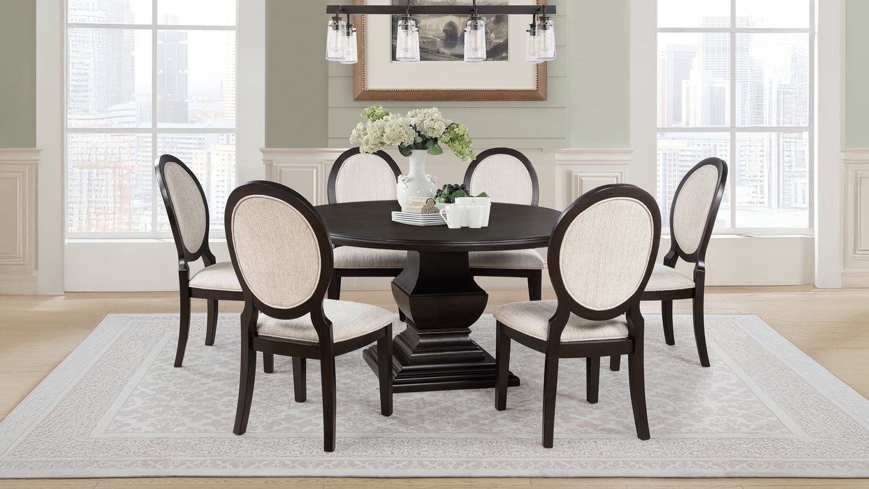 Twyla 7-piece Round Wood Dining Room Table Set Dark Cocoa