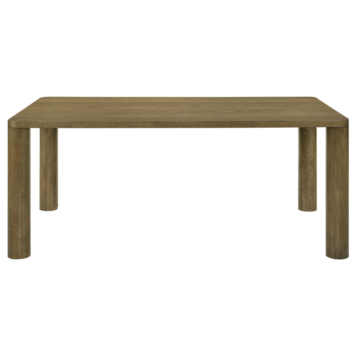 Castlewood 5-piece 71-inch rectangular dining set in brown oak wood, featuring a table and matching chairs, by CoasterEveryday.