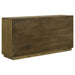 Castlewood 71-inch Brown Oak dining sideboard buffet server by CoasterEveryday, showcasing storage cabinets and a sleek wooden finish.