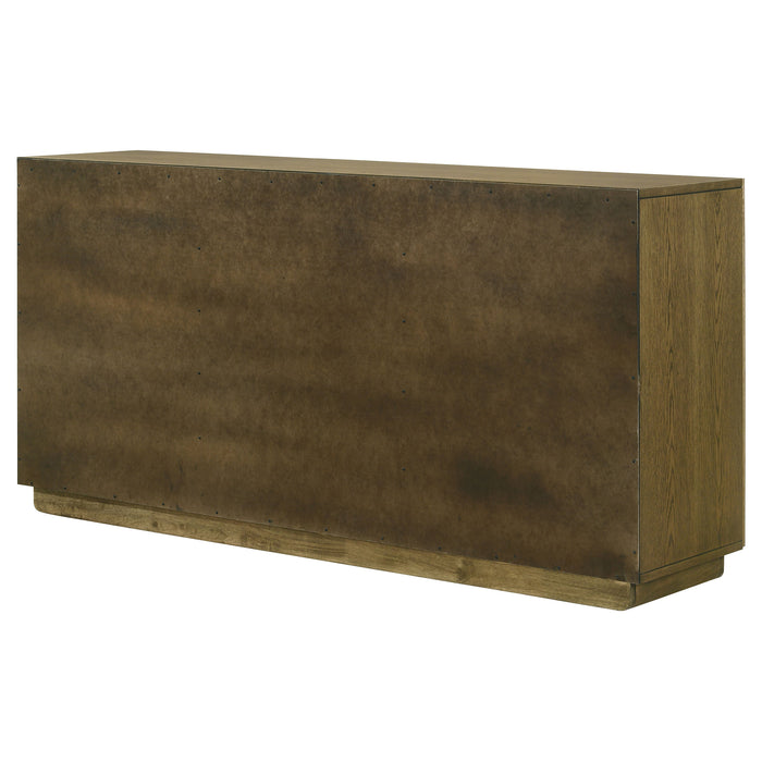 Castlewood 71-inch brown oak dining sideboard buffet server with storage and sleek design, made by CoasterEveryday.