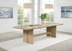 Kailani 110-inch rectangular wood dining table in beige oak finish, durable CoasterEveryday furniture for spacious dining rooms