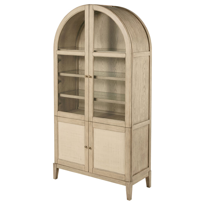 Kailani 4-Door Cane Dining Vitrine Display Cabinet Beige Oak