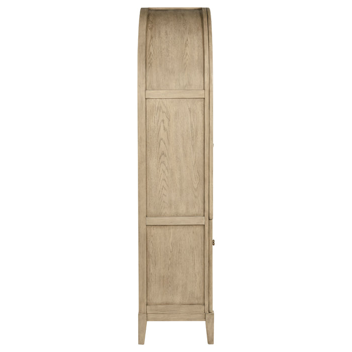 Kailani 4-Door Cane Dining Vitrine Display Cabinet Beige Oak