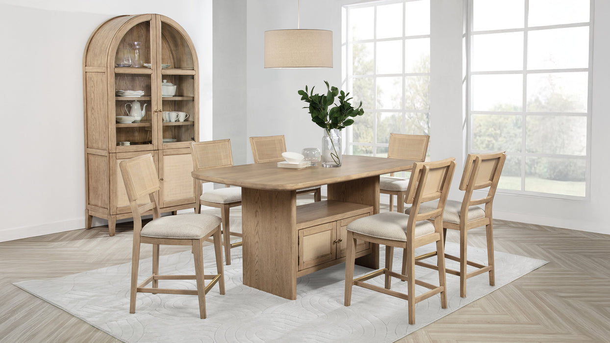 Kailani 8-piece Counter Dining Set with Cabinet Beige Oak