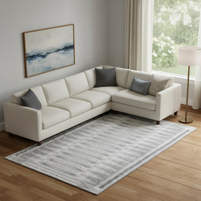 10' X 14' Geometric Washable Area Rug With UV Protection (708025) - Gray / Silver