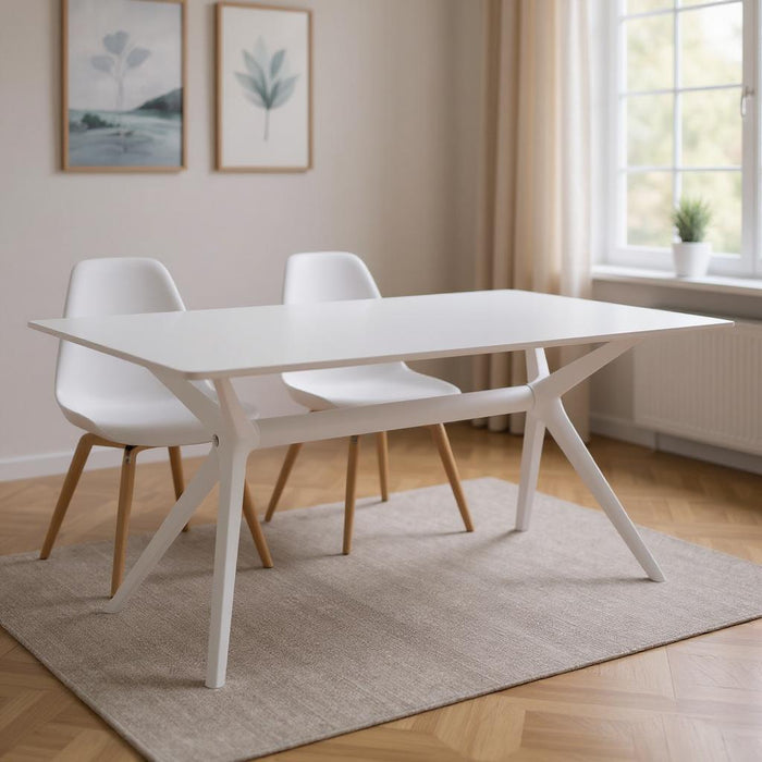 47" Wood And Heavy Duty Plastic Trestle Base Dining Table - White
