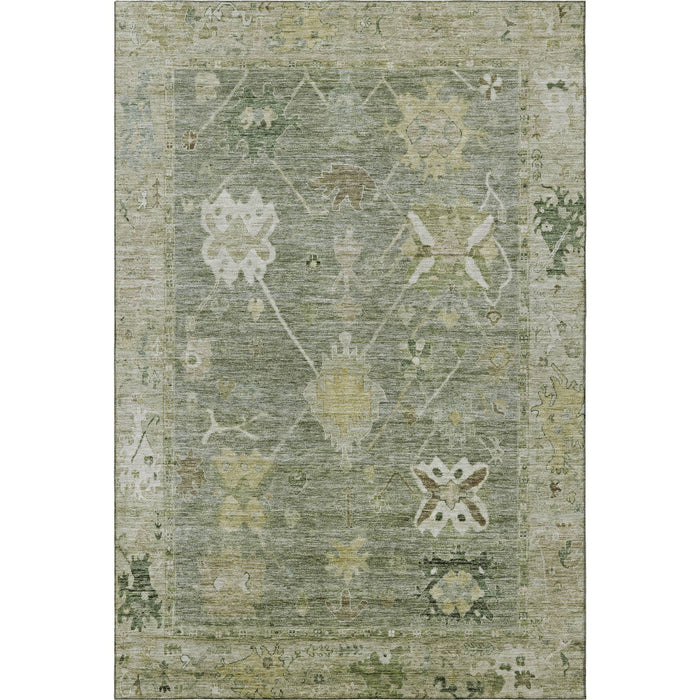 10' X 14' Oriental Washable Area Rug With UV Protection (714991) - Sage / Beige