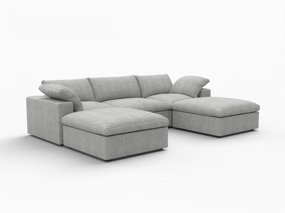 120" 2 Piece Living Room Set Blend Modular Sofa With Ottoman Storage - Light Gray