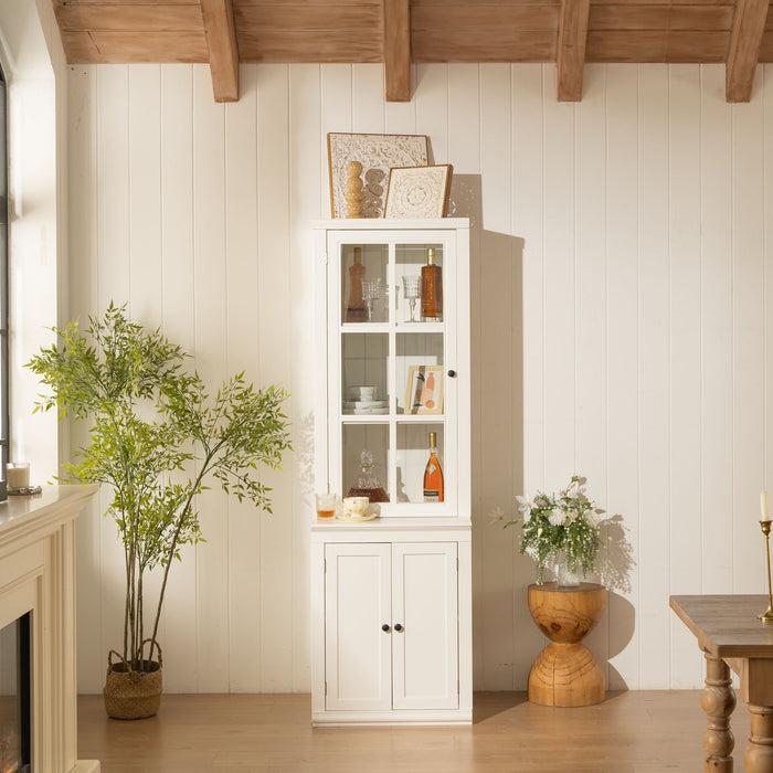 Giga retro-style hutch cabinet with glass door, vintage china cabinet for home storage and display.