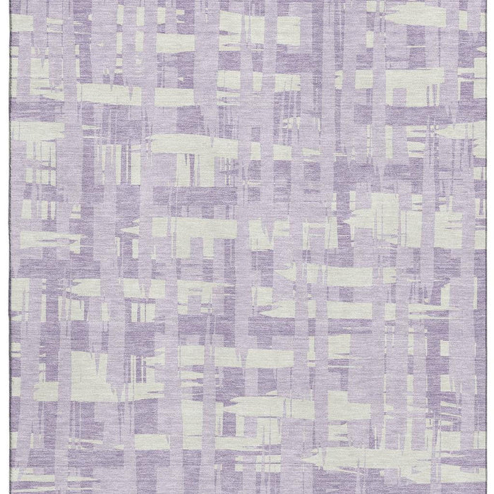 10' X 14' Striped Washable Area Rug With UV Protection (705689) - Lavender / Ivory