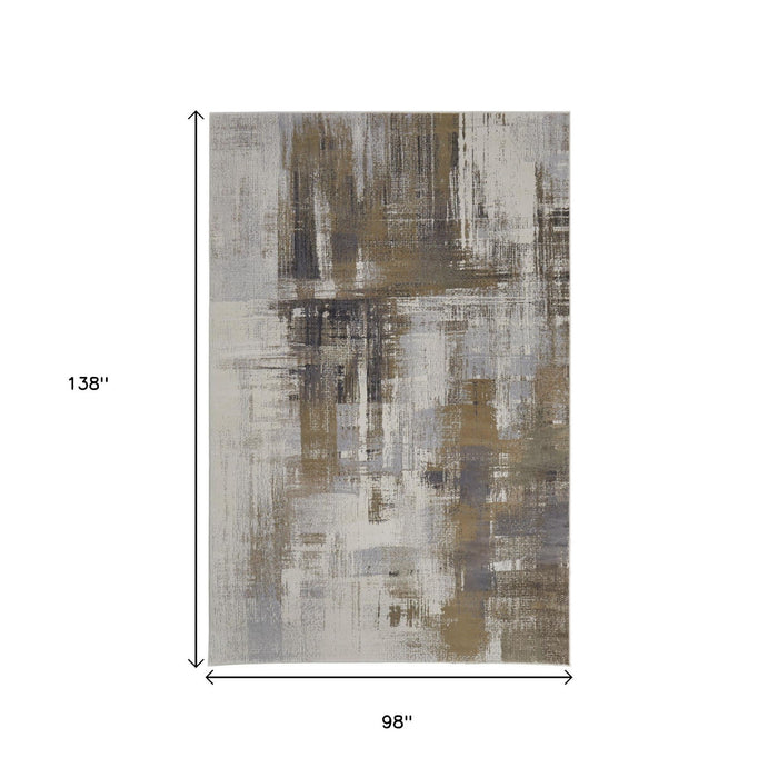 8' X 12' Abstract Area Rug - Gray And Brown