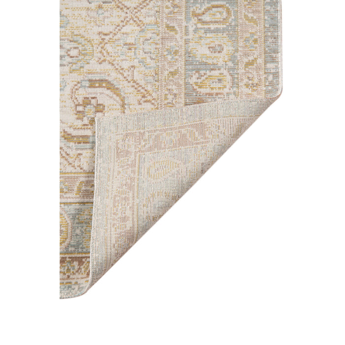 9' x 13' Medallion Power Loom Worn Faded Area Rug - Beige And Gray