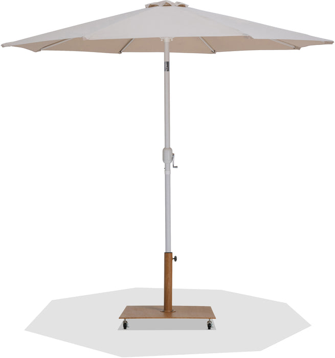 Fiji - Aluminum Patio Umbrella With Square Teak And White Base