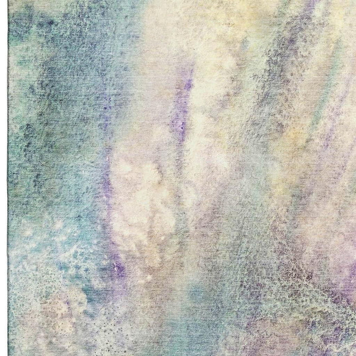 10' X 14' Abstract Washable Area Rug With UV Protection (646774) - Blue / Purple / Ivory