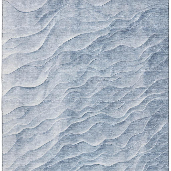 10' X 14' Abstract Washable Area Rug With UV Protection (694785) - Denim Blue / Ivory