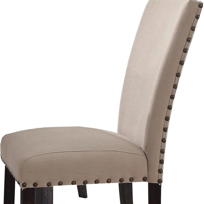 Upholstered Linen Dining Side Chairs (Set of 2) - Taupe