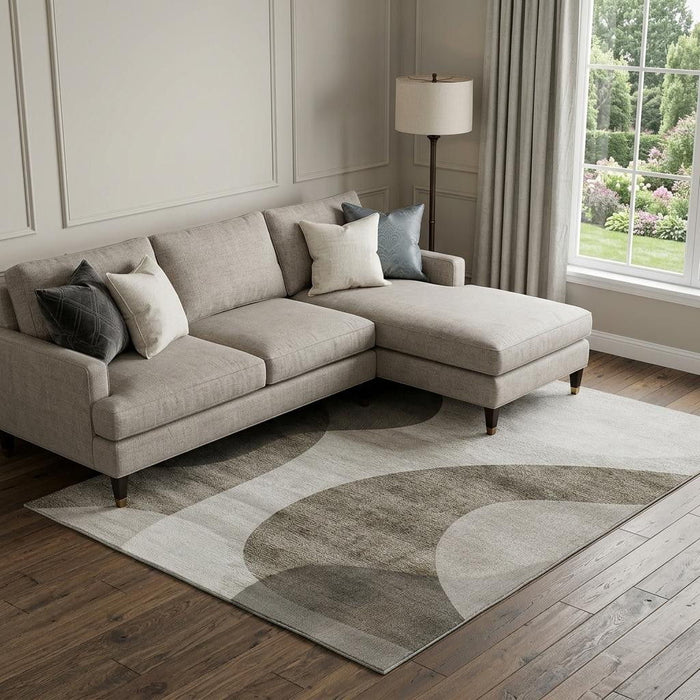 10' X 14' Geometric Washable Area Rug With UV Protection (654856) - Taupe / Beige
