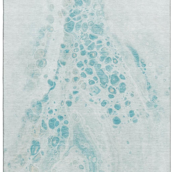 10' X 14' Abstract Washable Area Rug With UV Protection (708577) - Teal / Ivory