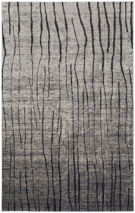 7' X 10' Abstract Power Loom Area Rug - Gray And Black