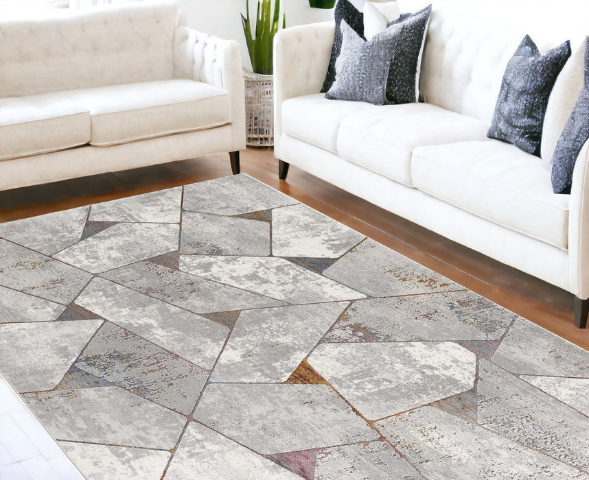 7.8' x 10.8' Geometric Area Rug - Grey