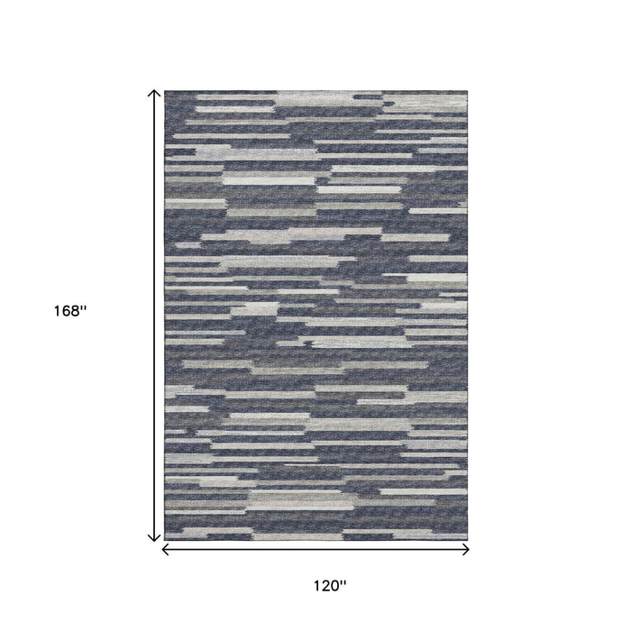 10' X 14' Abstract Washable Area Rug With UV Protection (644940) - Gray / Charcoal / Ivory