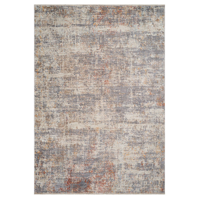 9' X 12' Abstract Area Rug With Fringe - Gray