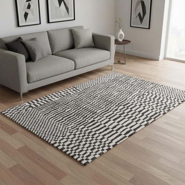 5' X 7' Geometric Berber Washable Area Rug With UV Protection (609852) - Gray / Beige