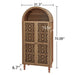 Giga Walnut tall kitchen pantry cabinet with hollow carved doors and adjustable shelves for versatile kitchen storage.