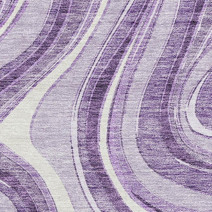 9' X 12' Marble Washable Area Rug With UV Protection - Lavender And Ivory