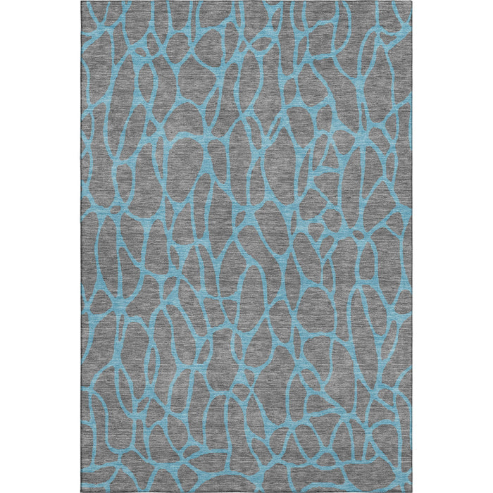 10' X 14' Geometric Washable Area Rug With UV Protection (680325) - Gray / Aqua