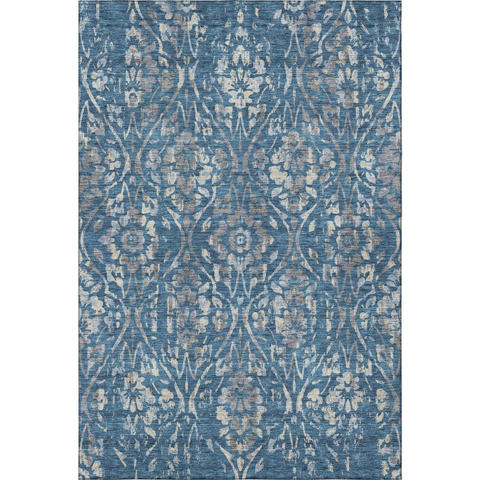 10' X 14' Floral Washable Area Rug With UV Protection (669036) - Blue / Gray
