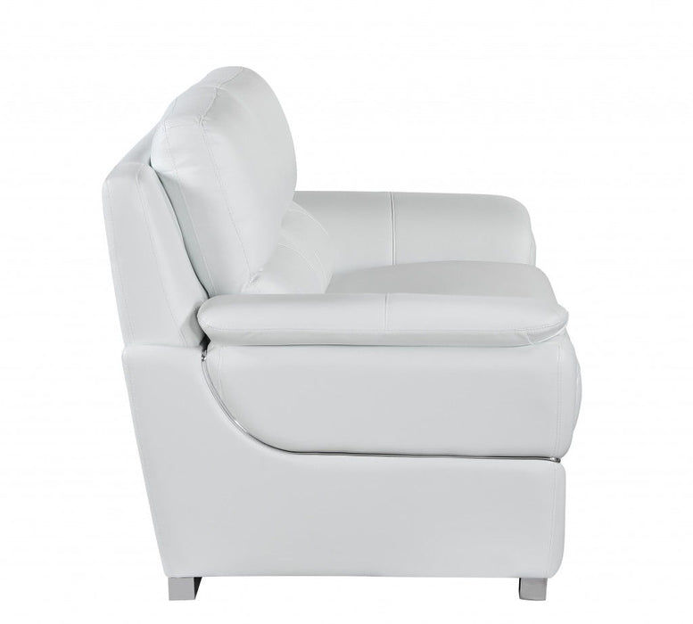 Leather Match Arm Chair - White And Silver