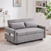 Giga pull-out sleep sofa bed with adjustable backrest, storage pockets, two pillows, and USB ports in a modern living room setting.