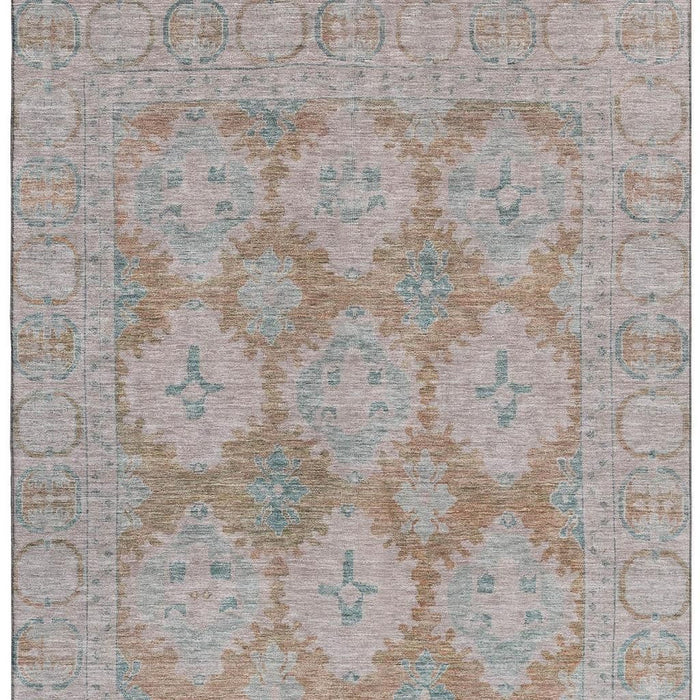 10' X 14' Oriental Washable Area Rug With UV Protection (700499) - Terra Cotta / Teal