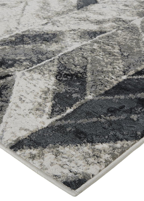 10' x 13' Geometric Stain Resistant Area Rug - Black Gray And Silver