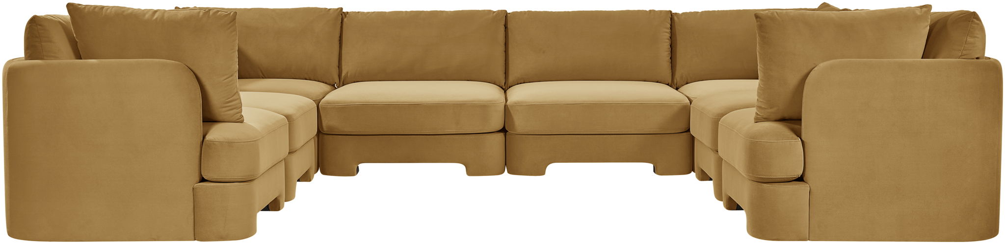 Meridian Furniture Hammond velvet performance fabric 8-piece U-shaped sectional sofa in a stationary living room setup.