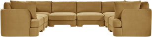 Meridian Furniture Hammond velvet performance fabric 8-piece U-shaped sectional sofa in a stationary living room setup.