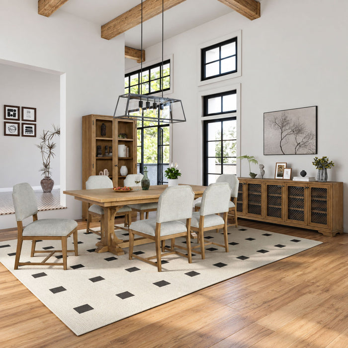 Bernards Furniture tall display cabinet with glass doors, showcasing interior shelving