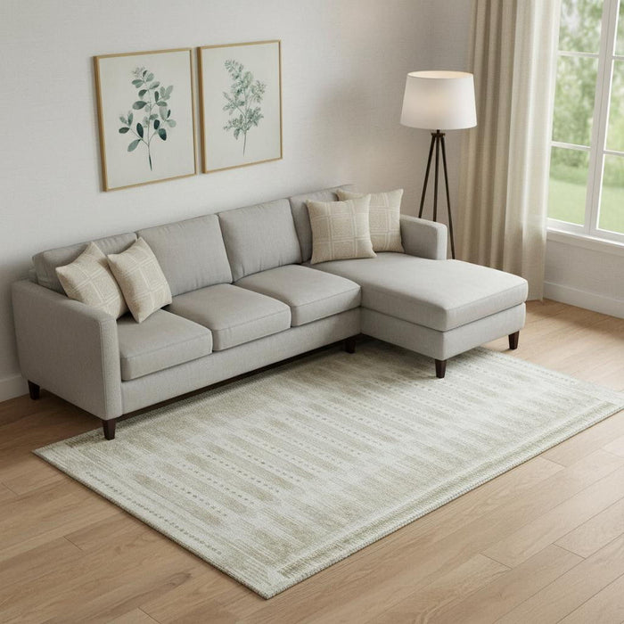 10' X 14' Geometric Washable Area Rug With UV Protection (708031) - Khaki / Beige