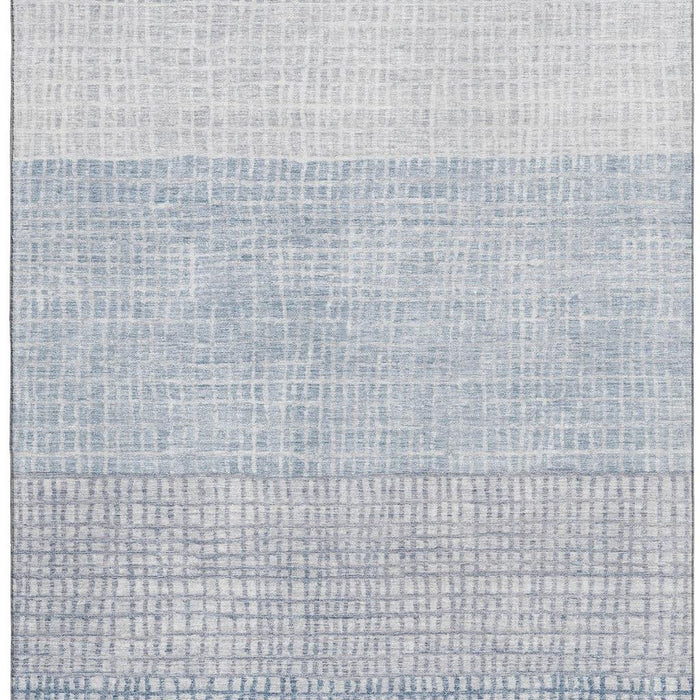10' X 14' Geometric Washable Area Rug With UV Protection (705059) - Sky Blue / Ivory
