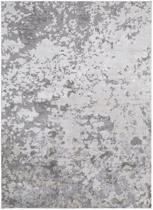 13' X 20' Abstract Area Rug - Silver Gray And White
