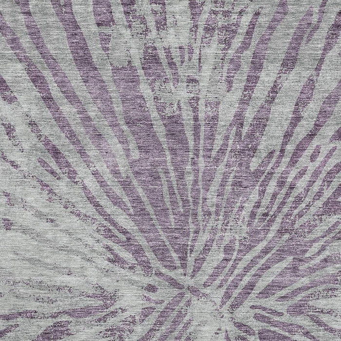 10' X 14' Zebra Print Washable Area Rug With UV Protection - Purple And Gray