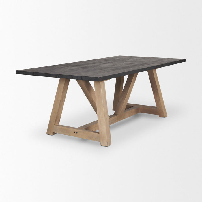 84" Solid Wood Trestle Base Dining Table - Brown