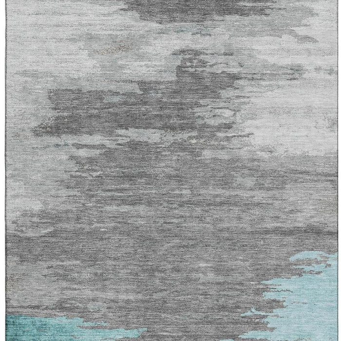 10' X 14' Abstract Washable Area Rug With UV Protection (710861) - Teal / Charcoal / Gray