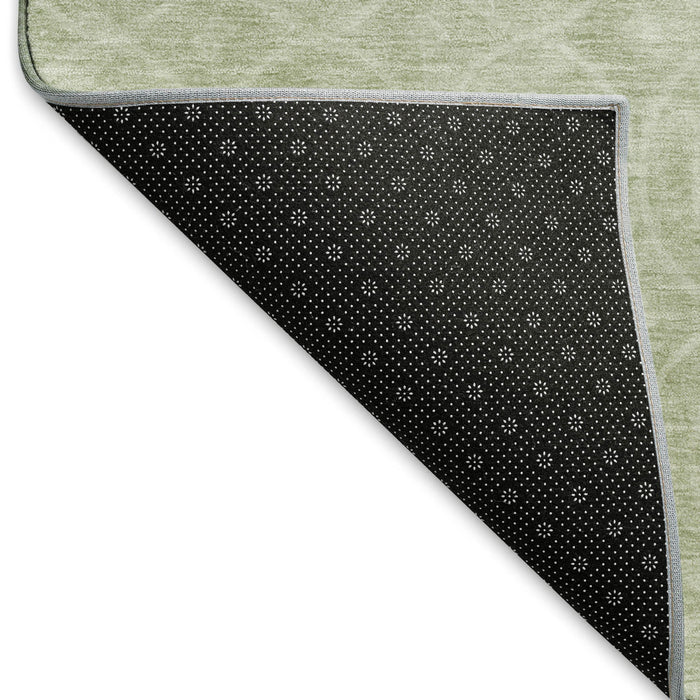 10' X 14' Geometric Washable Area Rug With UV Protection (691884) - Mint Green / Ivory