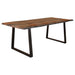 CoasterElevations Ditman 80-inch grey Sheesham live edge dining table with natural wood grain and sturdy wooden legs.