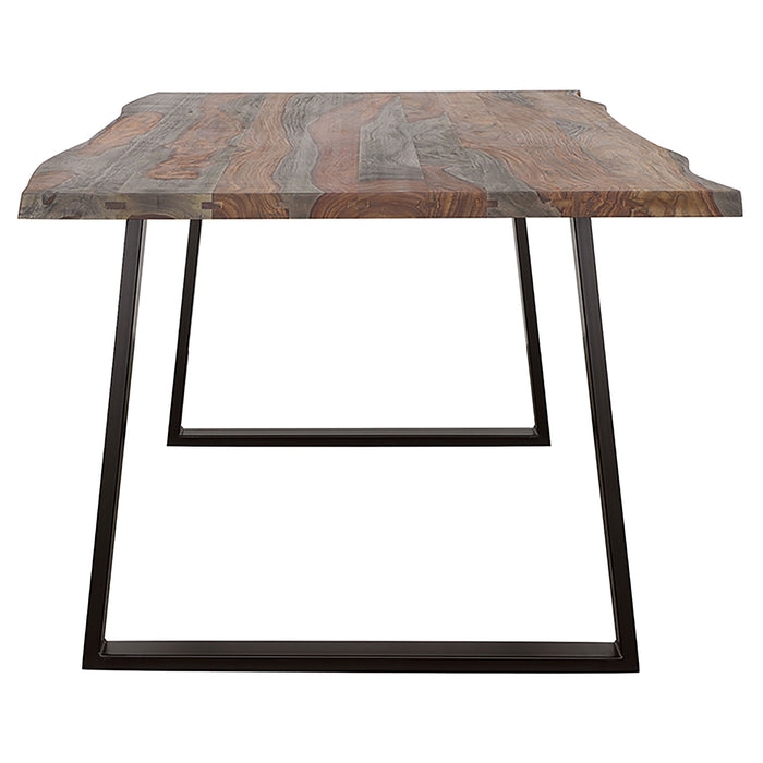 CoasterElevations Ditman 80-inch grey sheesham live edge dining table with natural wood grain and modern design.